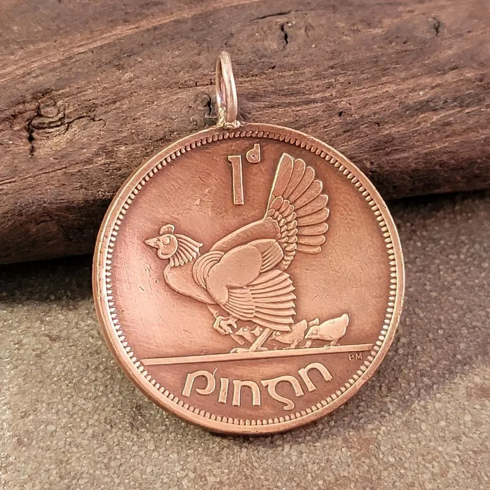Genuine Irish Penny (Pidgin) Domed Copper Coin Pendant